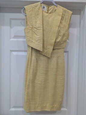 Vicky and Lucas Yellow Sheath Dress with Layered Overlay | Size S